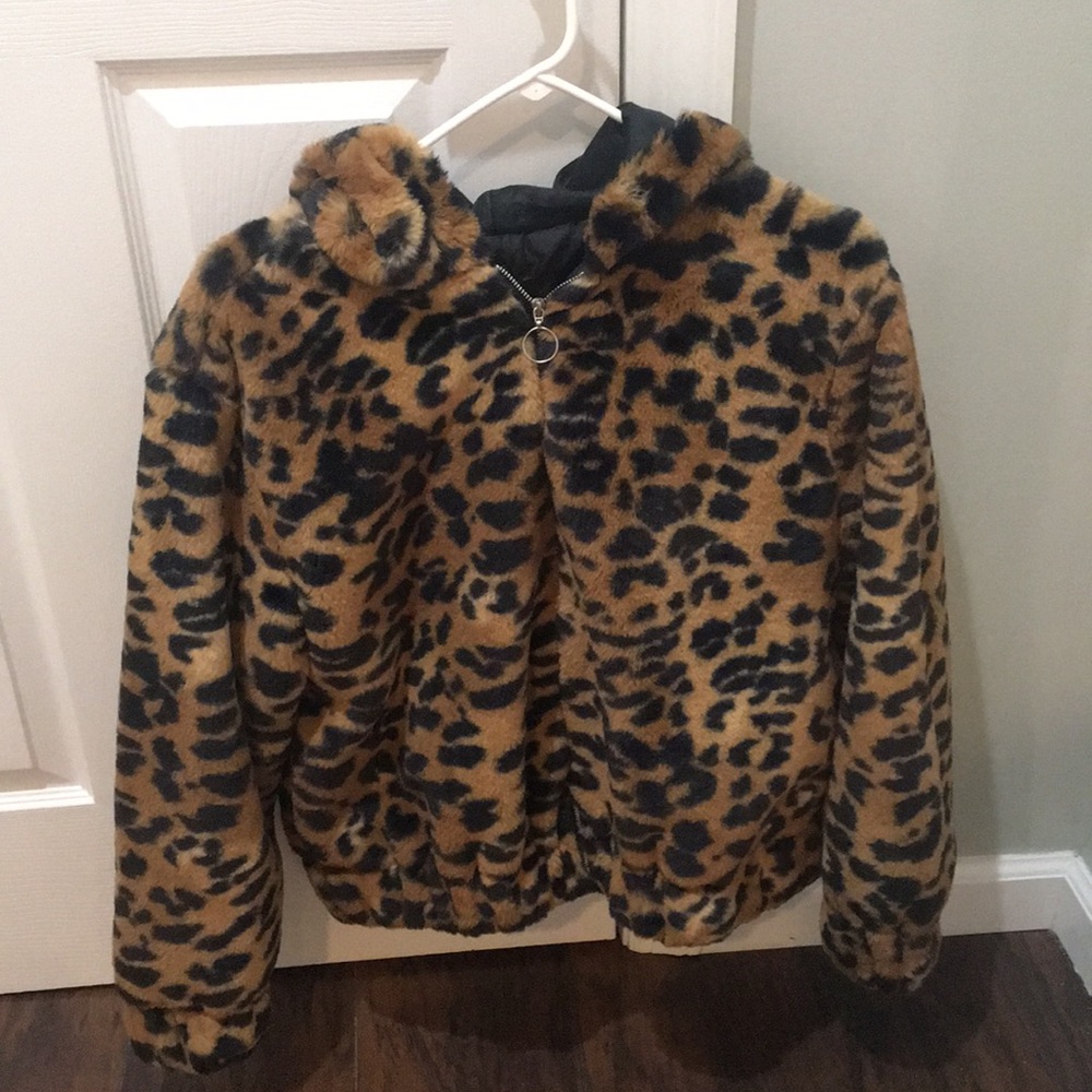 Super cozy animal print cropped jacket